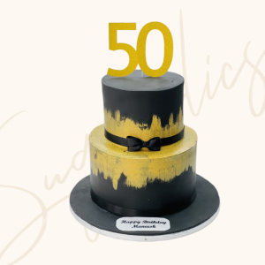 Golden Luxe 50th Celebration Fondant Cake
