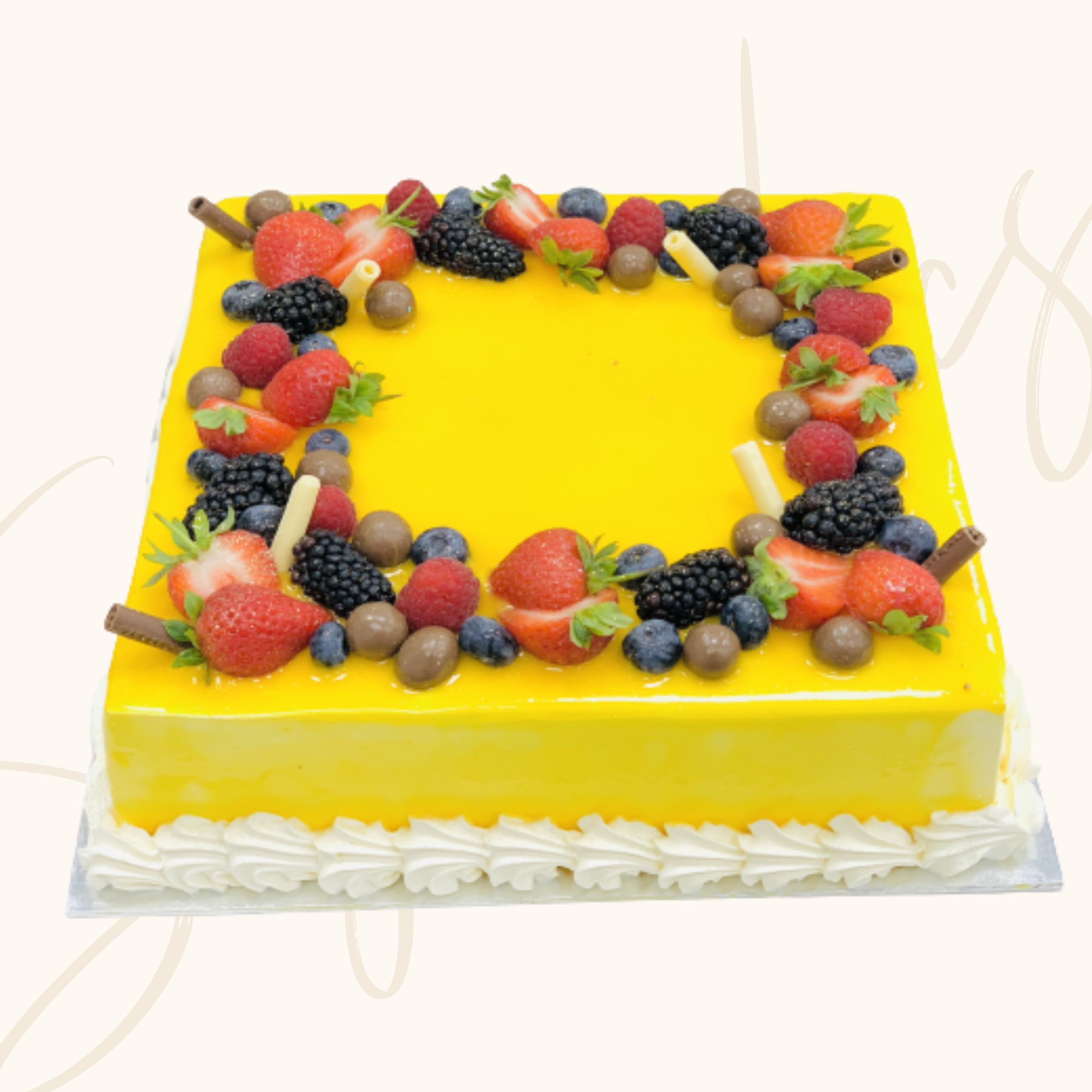 Tropical Sunshine Fresh Fruit Birthday Cake