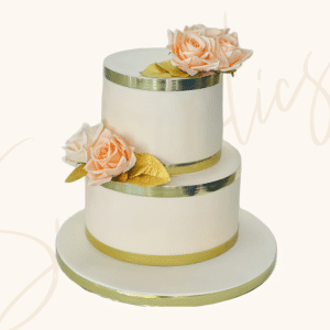 Golden Blush Wedding Cake (2 Tier)
