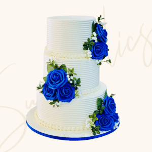 Royal Blue Rose Wedding Cake (3 Tier)